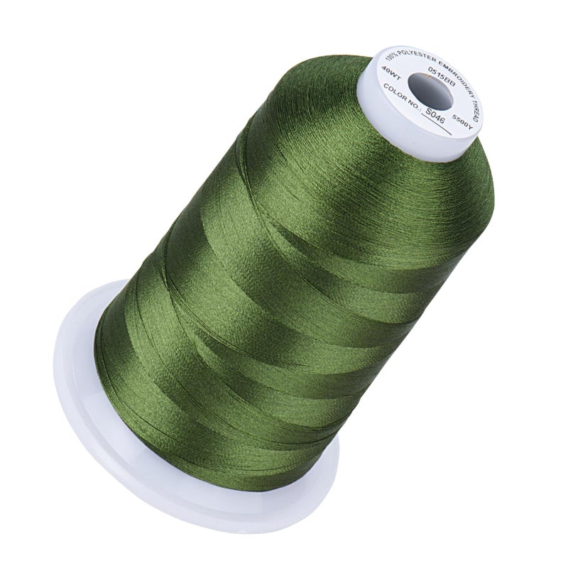 Simthread 5500Yds Embroidery Thread, 5000M High-Yardage 40WT 100% Polyester Thread - 170+ Vivid Colors, High-Speed Rated - Compatible with Brother, Singer, Janome & More - Avocado S046 - Image 1